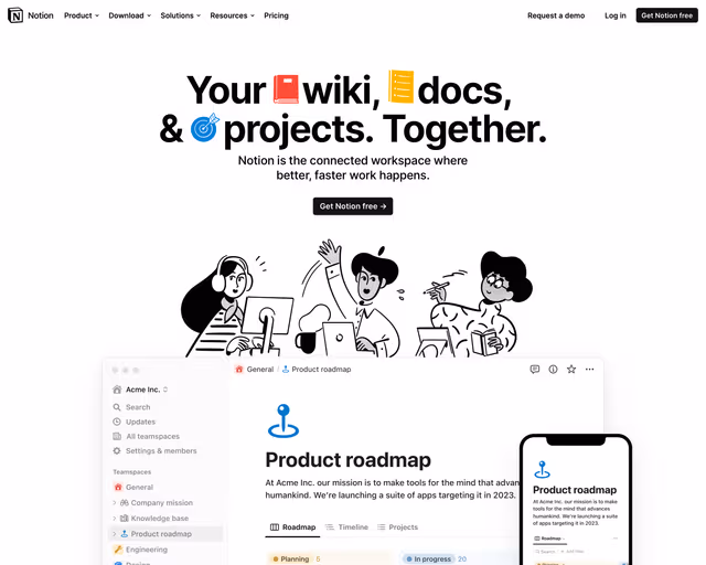 Preview screenshot of Notion website