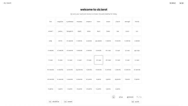 Screenshot of tarot e-commerce website screenshot with product listings website